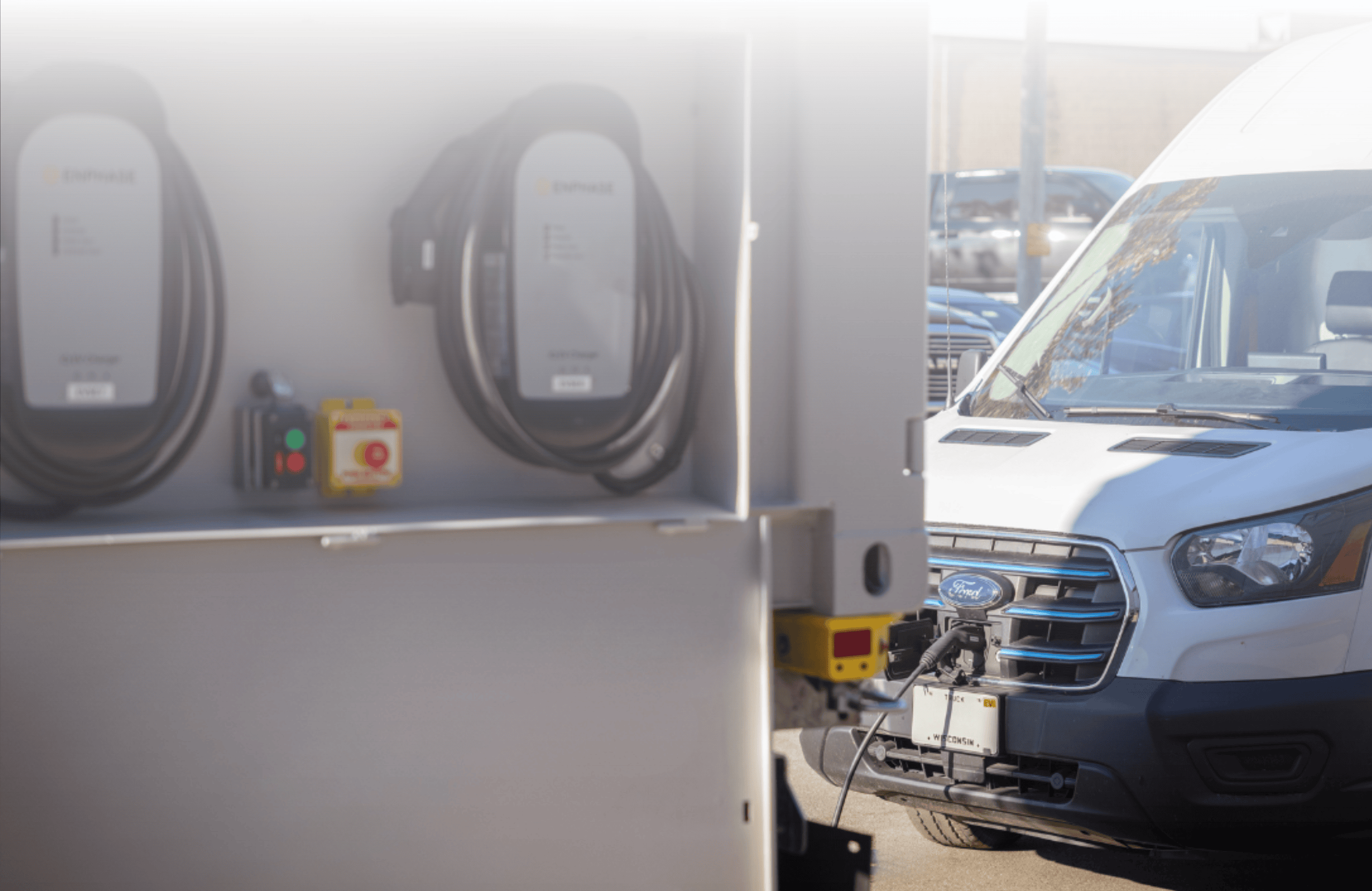 Delivery van charging using U.S. Energy's Volt Vault EV charging solution