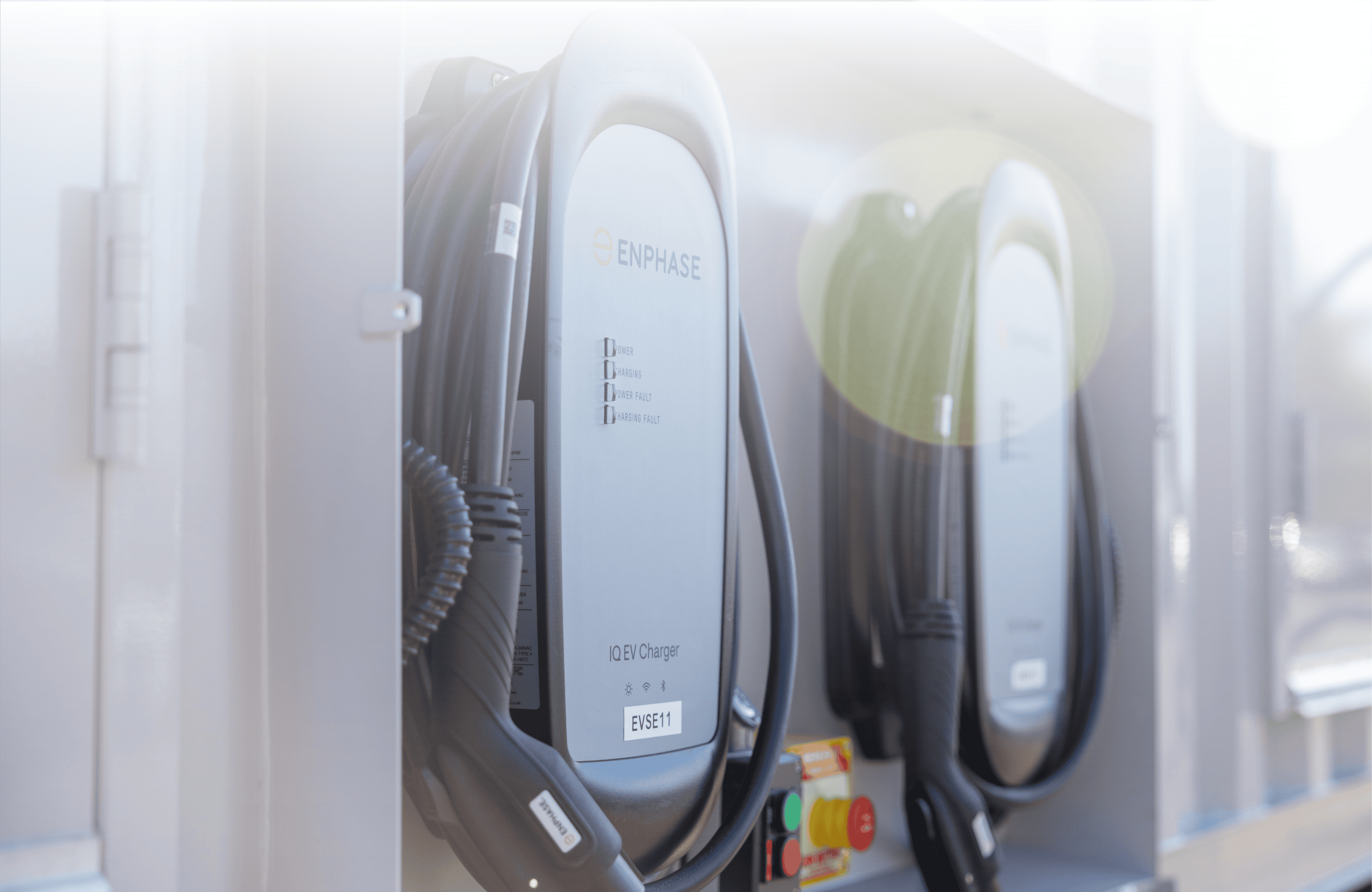 Level 2 EV chargers on U.S. Energy's Volt Vault mobile electric vehicle charging solution