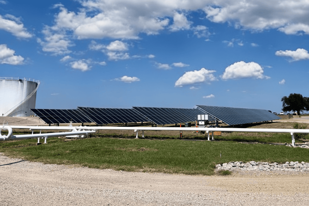 Solar field at one of U.S. Energy's terminal locations in Fort Worth, Texas